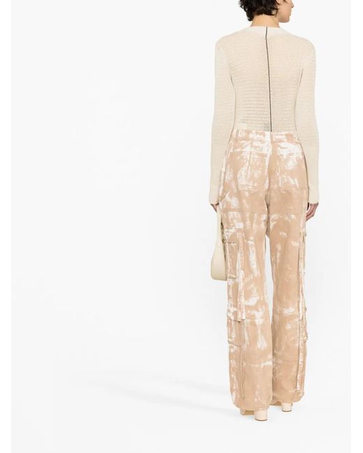 ANDREADAMO Natural Faded-Print Cargo Trousers