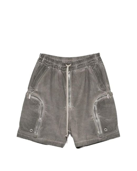 Rick Owens Gray Bauhaus Zip-Detail Cargo Shorts for men
