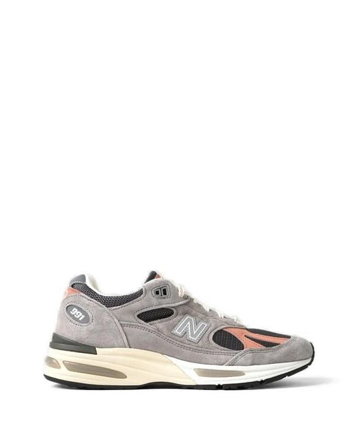 New Balance White 991V2 Mesh Sneakers