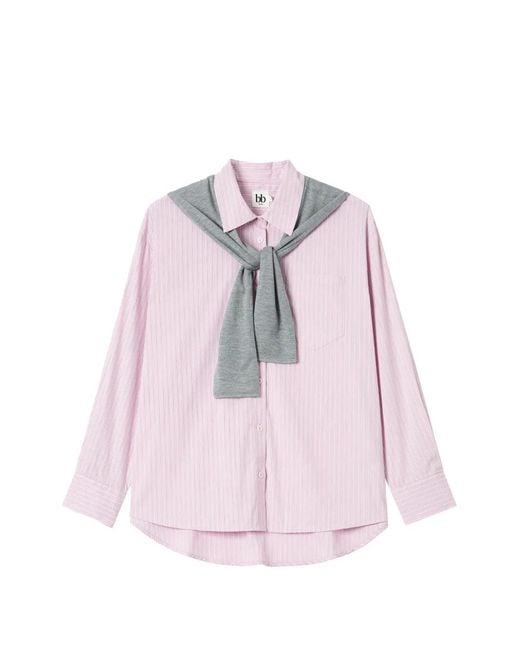 Camisa A Rayas Verticales B+ AB de color Pink