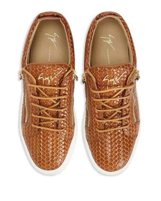 Giuseppe Zanotti Brown Frankie Double-Zip Low-Top Sneakers for men