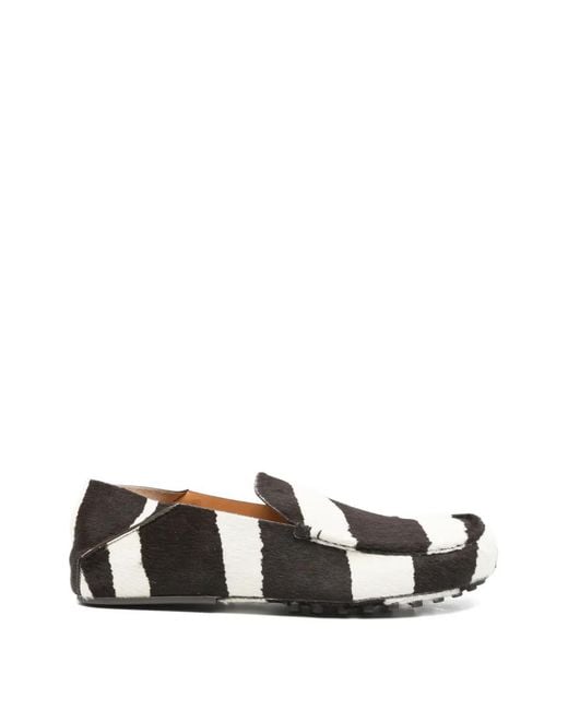 Tod's White Mocassins À Rayures Gommino