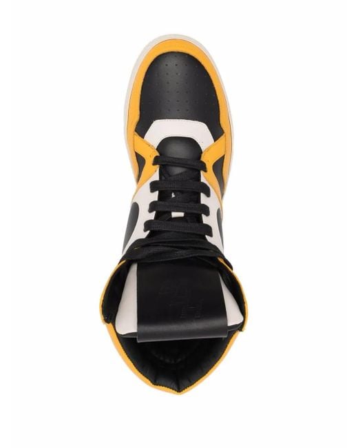 Human Recreational Services Orange Colour-Block Panelled Sneakers for men