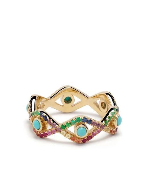 Sydney Evan Metallic 14Kt Evil Eye Eternity Multi-Stone Ring