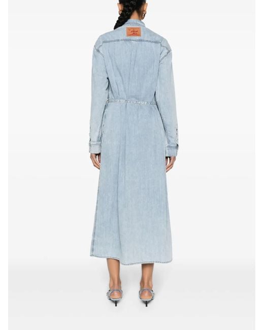Y. Project Blue Logo-Embroidered Denim Shirtdress