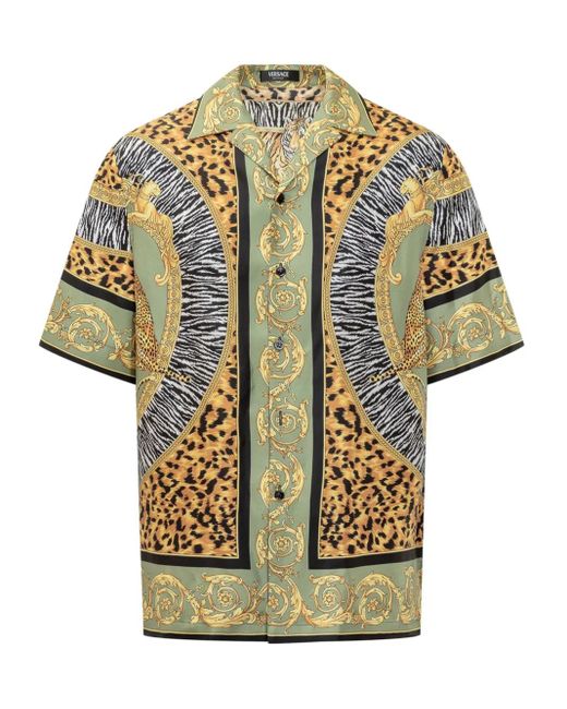 Versace Hemd Mit Leoparden-Print in Green für Herren