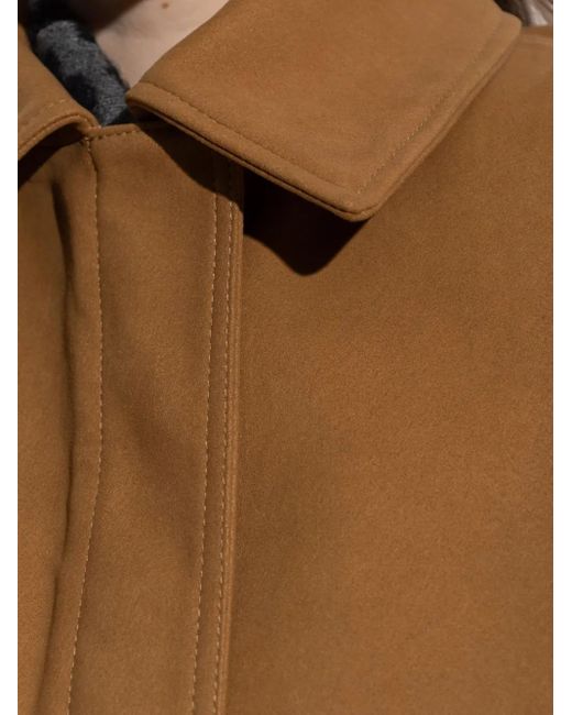 Stella McCartney Brown Collared Ribbed-Trim Jacket