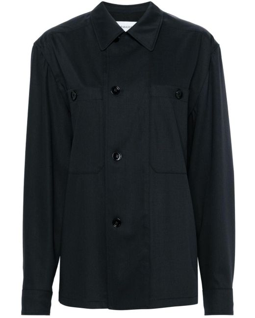 Double-breasted virgin wool shirt Lemaire de color Black
