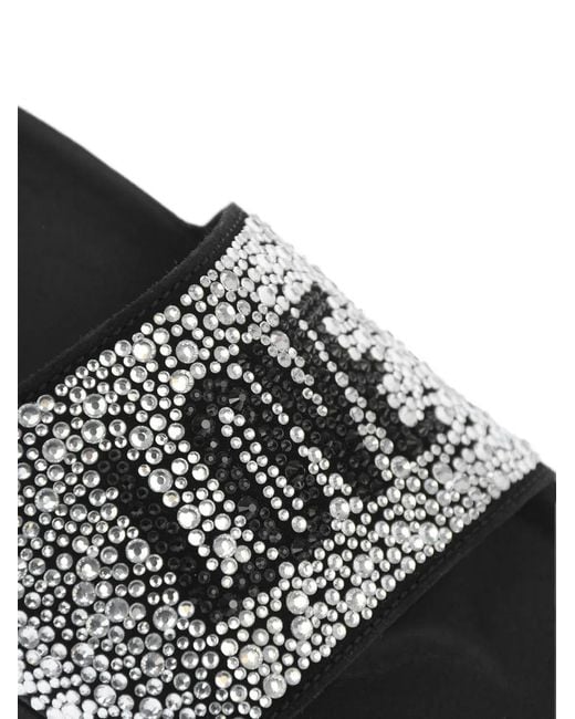Moschino White Sandales En Cuir À Ornements De Strass
