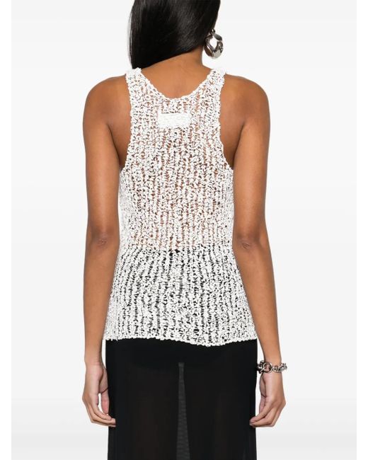 Maison Margiela White Sheer Open Tank Top