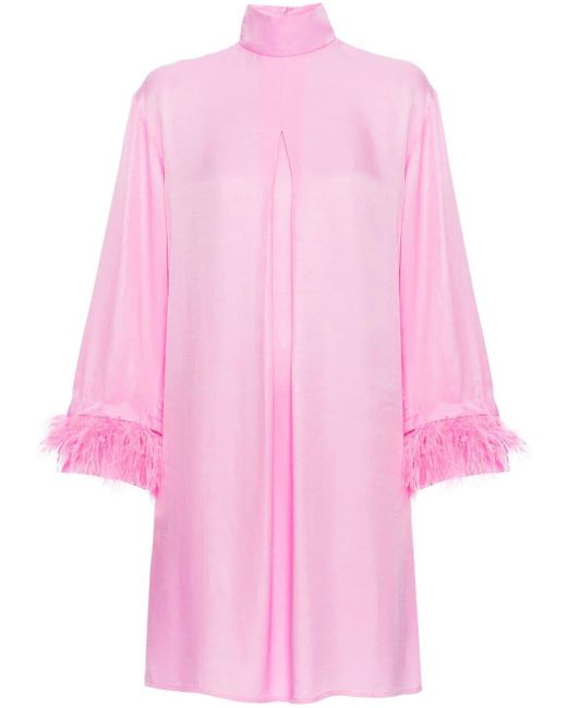 Sleeper Pink Party Feather-trim Minidress