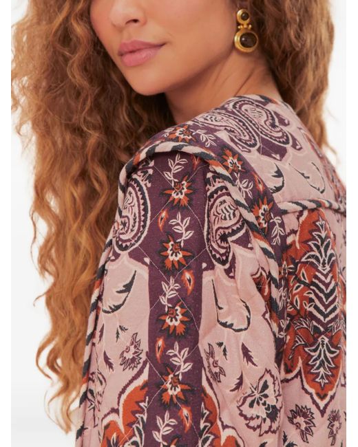 Farm Rio Red Glam Tapestry Floral-Quilted Jacket