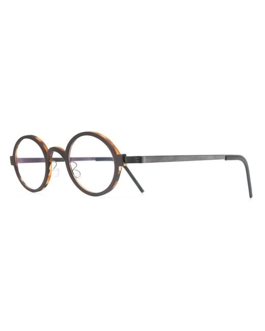 Lindberg Black Tortoiseshell-Effect Round-Frame Glasses