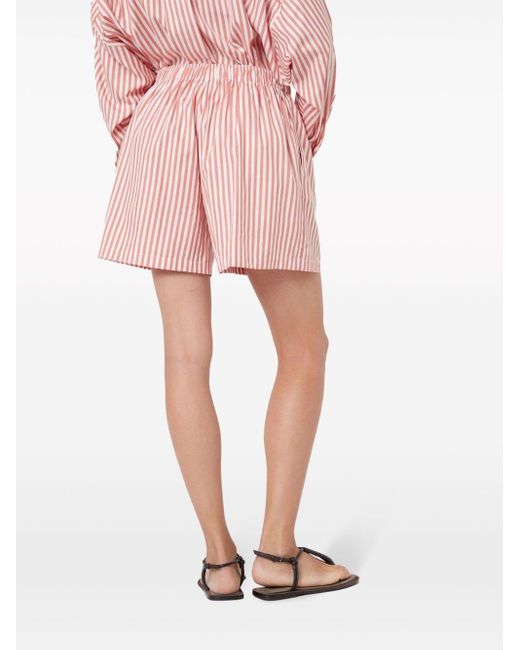 Brunello Cucinelli Pink Striped High-waist Shorts