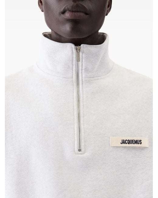 Jacquemus White Half-Zip Sweatshirt for men