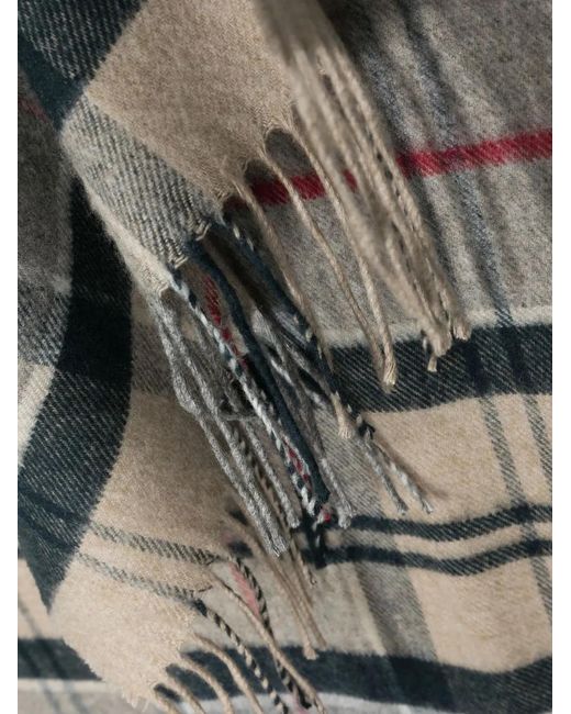 Barbour Gray Tartan Check-Pattern Scarf for men