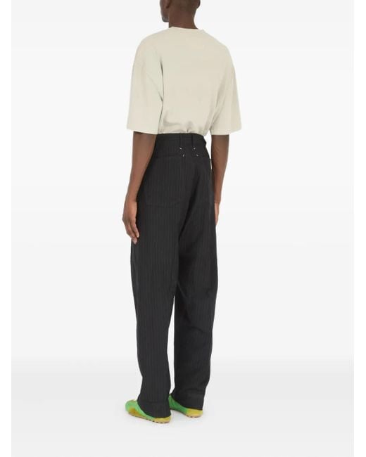 Maison Margiela Black Pinstripe-Pattern Trousers for men