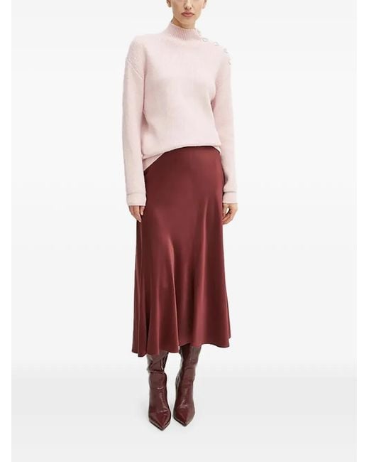 Morgan White Button High-Neck Sweater