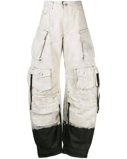 The Attico White Fern Painted Wide-leg Jeans