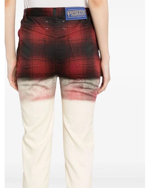 Maison Margiela Red Checked Skinny Jeans