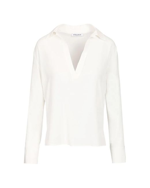 Al Duca D'aosta White Silk V-Neck Blouse