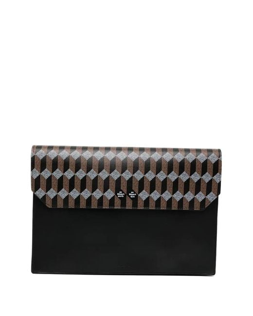 AU DEPART Black Geometric-Print Clutch Bag