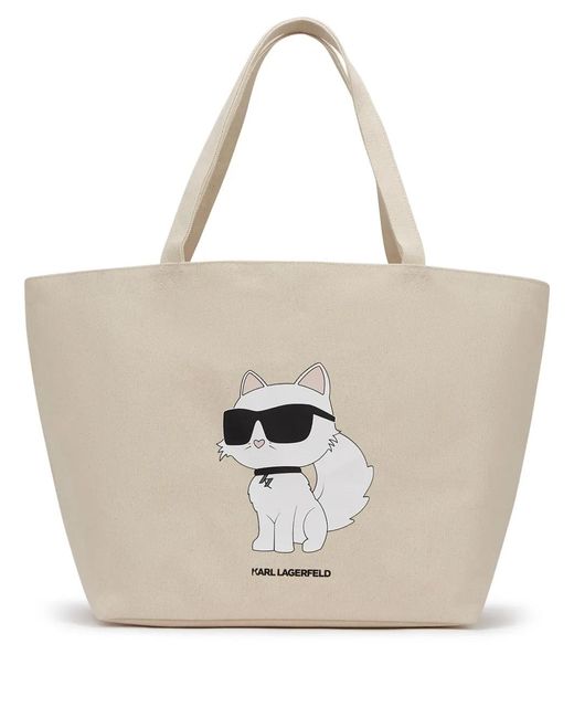 Karl Lagerfeld White Ikon Choupette Tote Bag