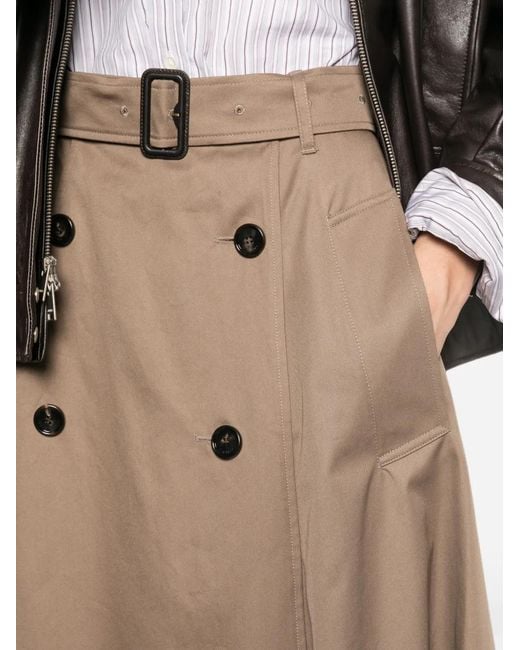 Burberry Natural Double-Breasted Belted Skirt