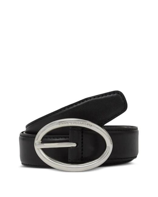 Karl Lagerfeld Black Rounded Buckle Belt