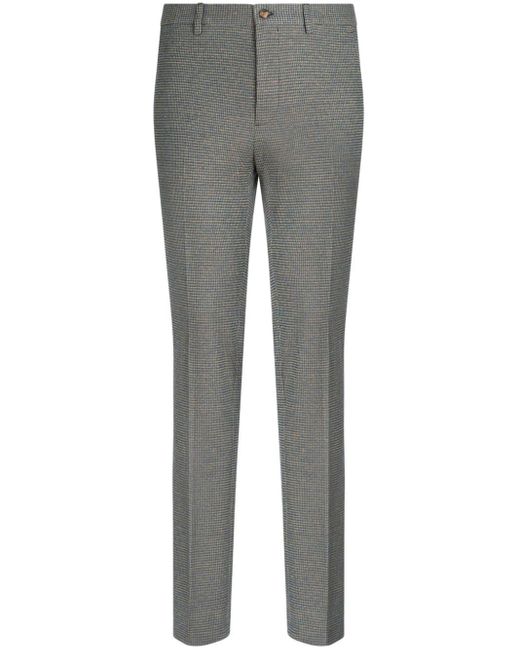 Etro Gray Houndstooth-jacquard Chino Trousers for men