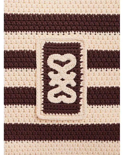 Sandro White Striped Crochet Bag