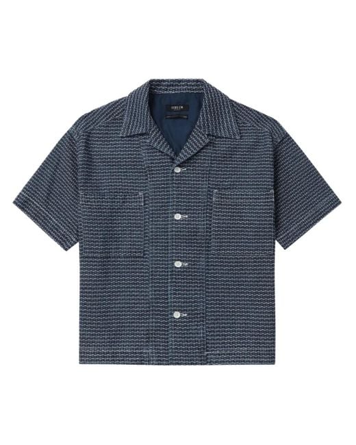 FIVE CM Blue Geometric-Print Cotton Shirt for men
