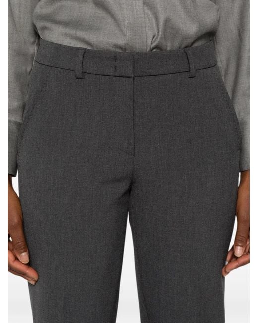 Peserico Gray Belt-Loop Cropped Trousers