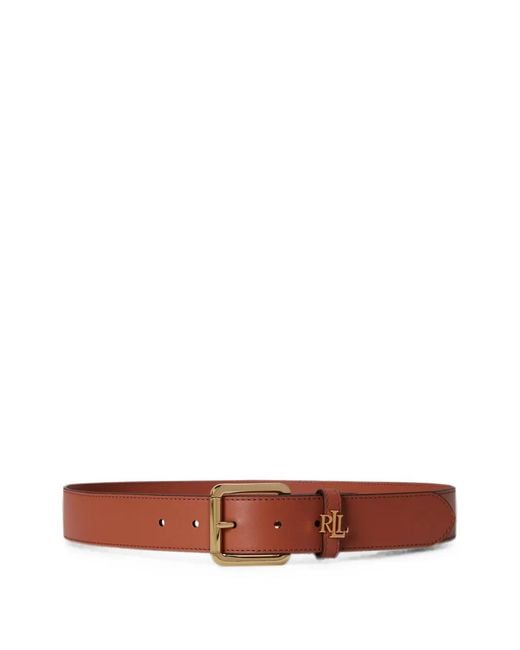 Ralph Lauren White Logo-Keeper Skinny Leather Belt