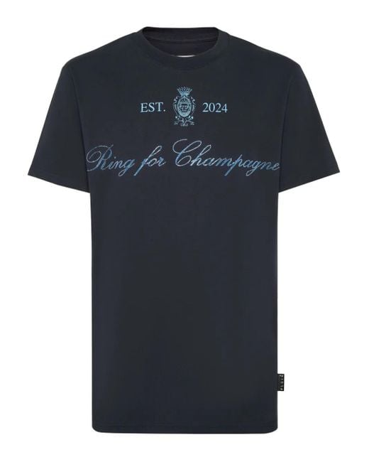 Philipp Plein Black Stones Embroidered-Crest T-Shirt for men