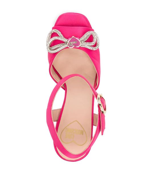 Love Moschino Pink 130Mm Logo-Plaque Bow Sandals