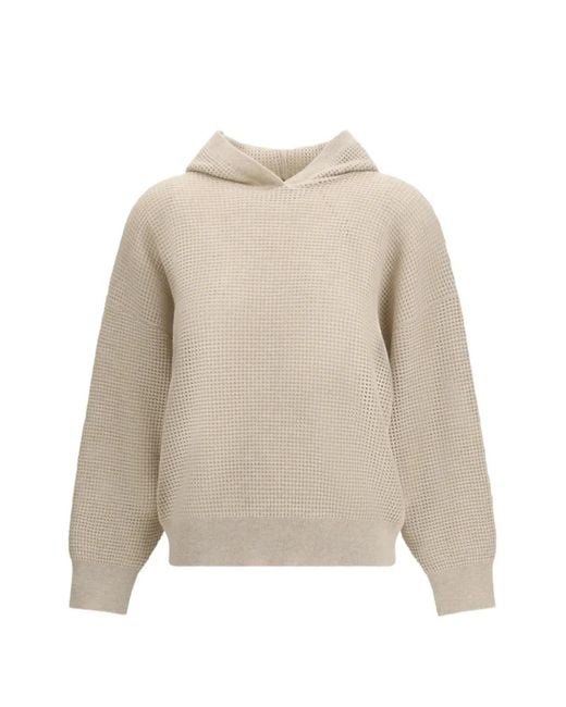 Brunello Cucinelli Natural Hoodie En Maille Gaufrée