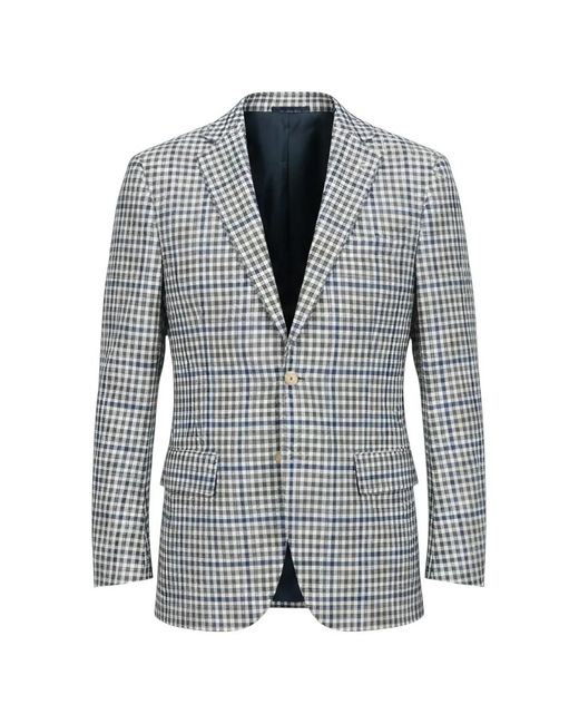 Isaia Blue Check-Pattern Blazer for men