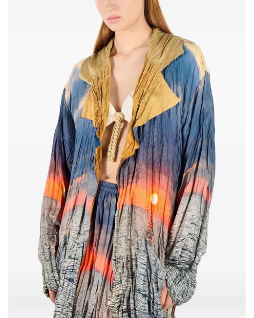 Roberto Cavalli Gray Distressed Oversized Jacket