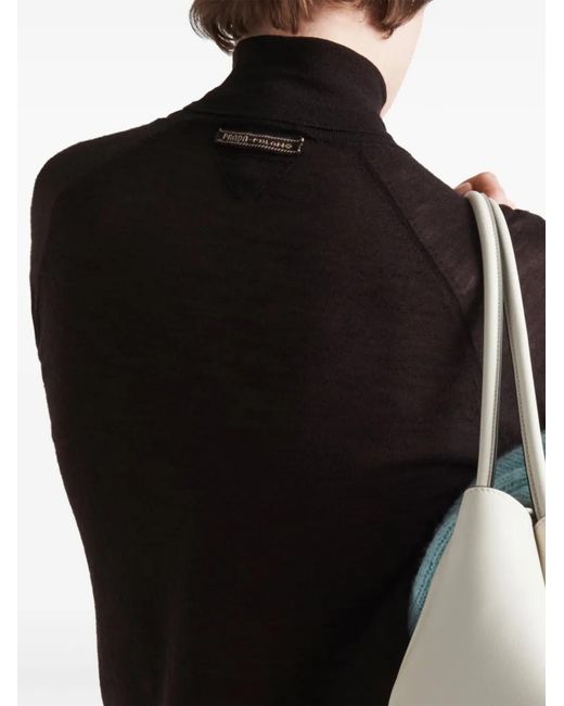 Prada Black Knitted Roll-Neck Cashmere Top