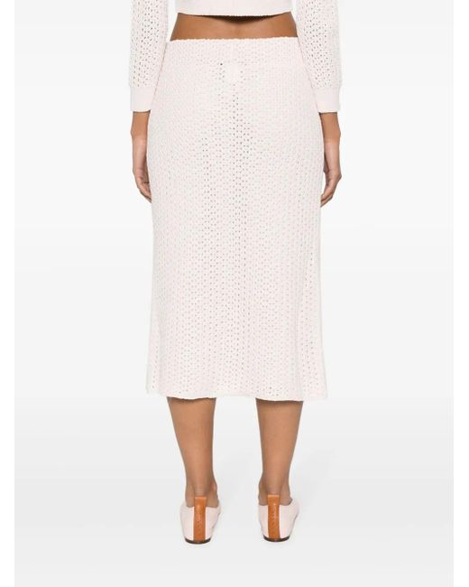 Fabiana Filippi White Sequin-Detail Open-Knit Skirt
