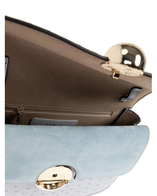 Furla Gray Turnlock Leather Shoulder Bag