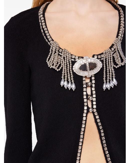 Rabanne Blue Jeweled-Embroidered Cardigan