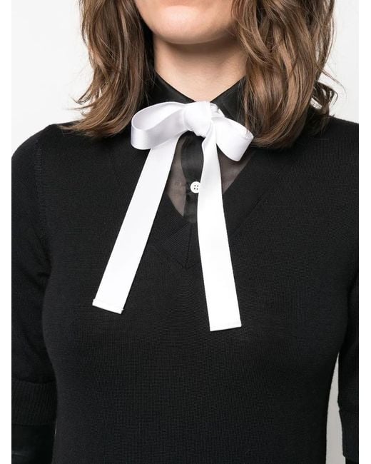 Thom Browne Black Stretch Wool Blend Dress