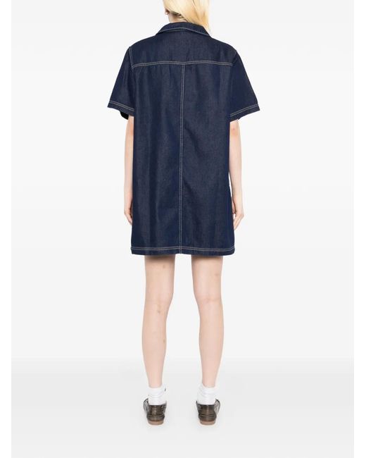 SPORT b. by agnès b. Blue Logo-Embroidered Denim Shirt Dress