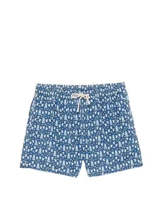 Mc2 Saint Barth Blue Lighting Micro Fantasy Drink-Print Swim Shorts for men