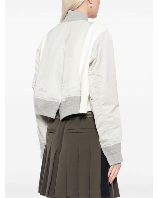 Sacai White Panelled-Design Bomber Jacket