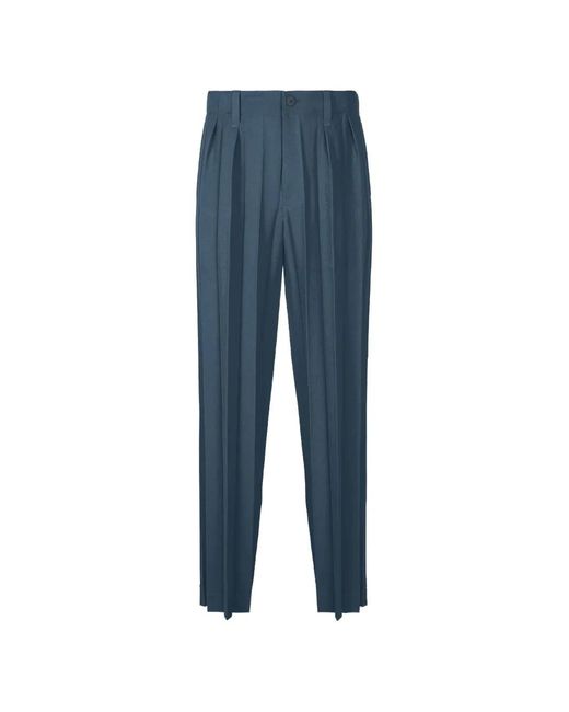 Homme Plissé Issey Miyake Blue Edge Pleated Trousers for men