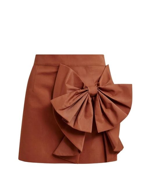 Essentiel Antwerp Brown Joyous Bow-Detail Skirt