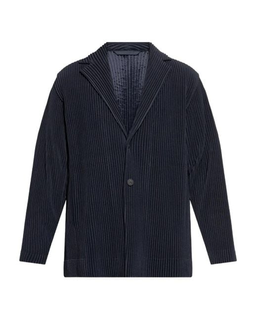 Homme Plissé Issey Miyake Blue Pleated Single-Breasted Blazer for men